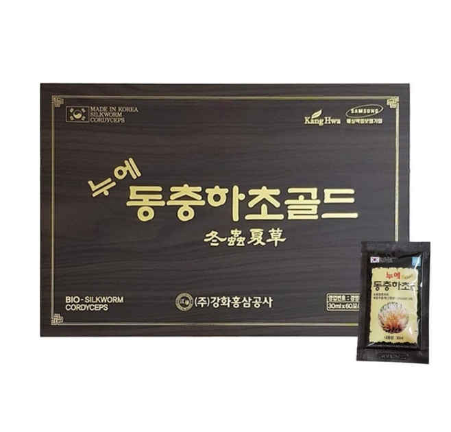 Nước Đông Trùng Hạ Thảo Hàn Quốc Kanghwa hộp gỗ đen 30ml x 60 gói